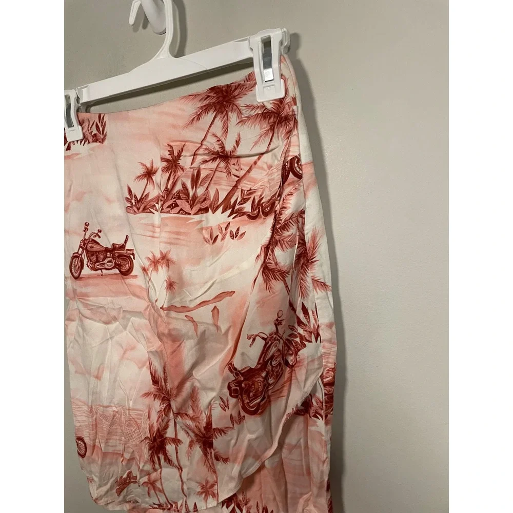 Vintage Harley Davidson Pink Tropical Motorcycle‎ Mini Skirt Made in Hawaii